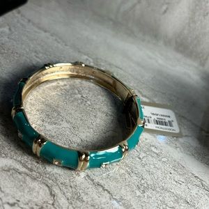 NWT Enamel Sequin Bangle Hinged Bracelet in Teal